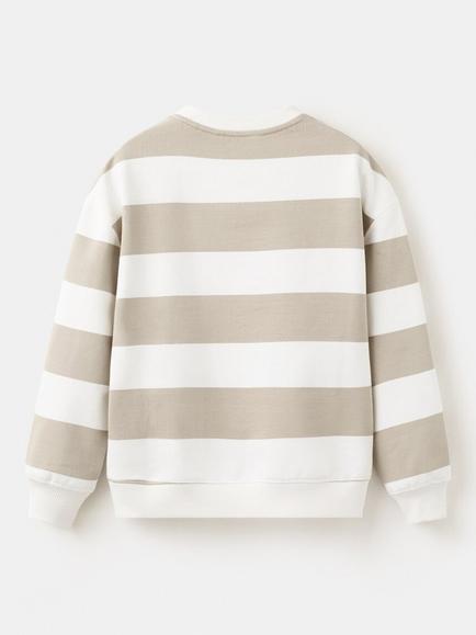 Mango Kids' Long Sleeved Striped Sweatshirt, Sand - view 2, Sand
