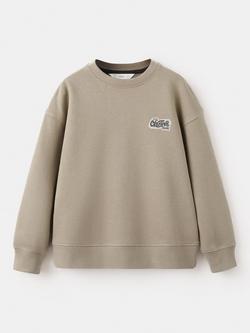 Mango Kids' Graphic Print Crew Neck Sweatshirt, Sand, Sand