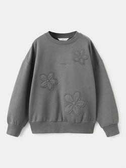 Mango Kids' Floral Applique Sweatshirt, Grey, Grey