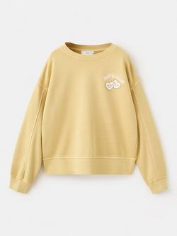 Mango Kids' Long Sleeve Printed Sweatshirt, Yellow, Yellow