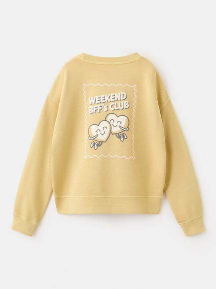 Mango Kids' Long Sleeve Printed Sweatshirt, Yellow - view 2, Yellow