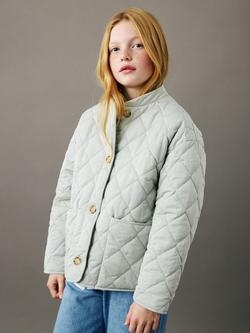 Mango Kids' Button Down Padded Jacket, Aqua, Aqua