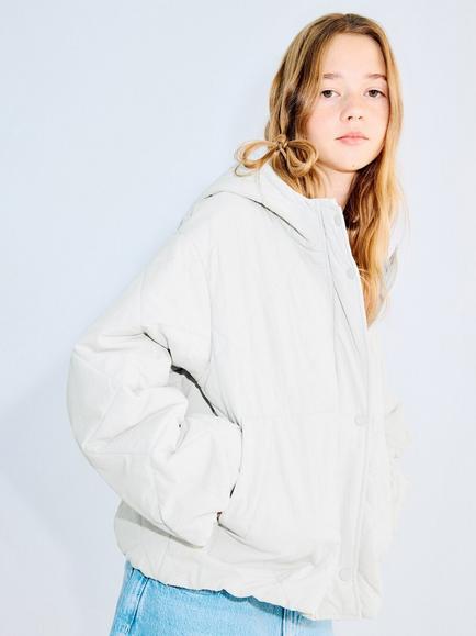 Mango Kids' Hooded Puffer Coat, Grey, Grey