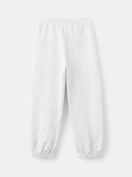 Mango Kids' Embroidered Heart Drawstring Joggers, Light Grey - view 2, Light Grey