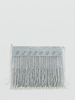 Mango Kids' Beaded Fringe Cross Body Bag, Sky, Sky