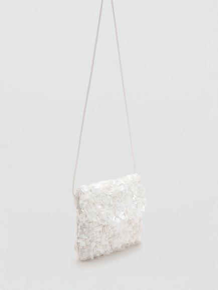 Mango Kids' Sequin Cross Body Bag, White - view 2, White