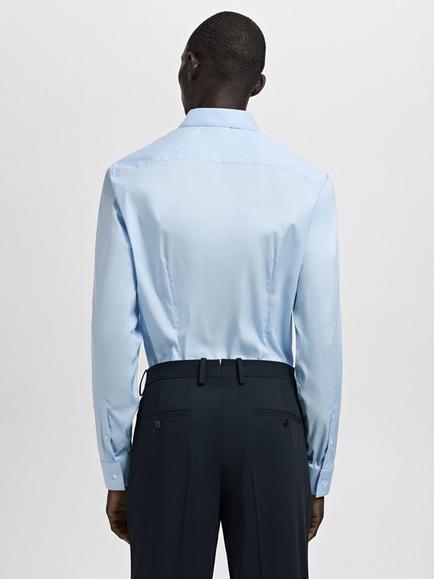 Mango Slim Tailored Fit Cotton Blend Dress Shirt, Sky Blue - view 2, Sky Blue