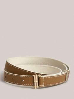 Hobbs Nala Insignia Pure Leather Belt, Tan/Ivory, Tan/Ivory