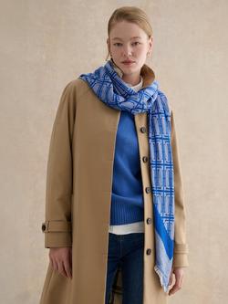 Hobbs Mora Insignia Print Scarf, Blue/Ivory - view 2, Blue/Ivory