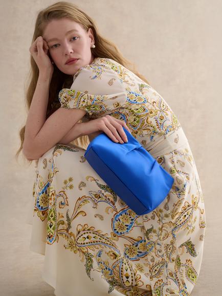 Hobbs Clifton Satin Clutch Bag, Azure - view 2, Azure