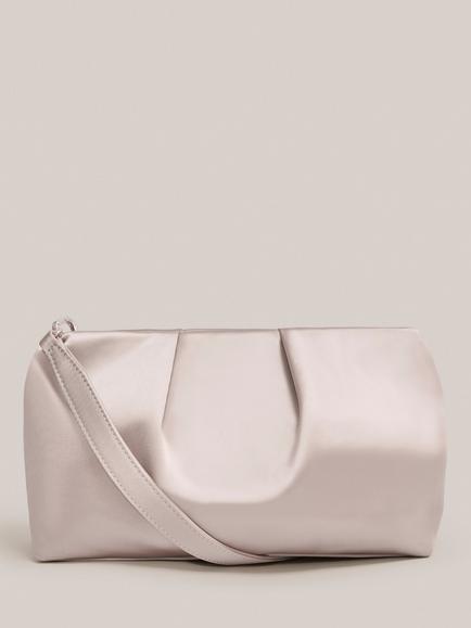 Hobbs Clifton Satin Clutch Bag, Champagne, Champagne
