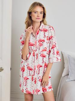 Chelsea Peers Flamingo Bloom Nightshirt, Off White, Off White