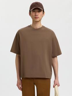 Selected Crew Neck Cotton T-Shirt, Chocolate Chip, Chocolate Chip