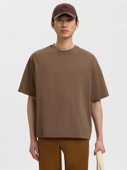 Selected Crew Neck Cotton T-Shirt, Chocolate Chip, Chocolate Chip
