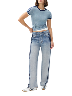 rag & bone Miramar Denim Effect Stripe Leg Joggers, Light Blue, Light Blue