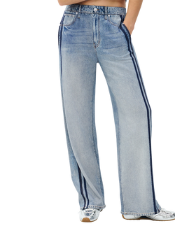 rag & bone Miramar Denim Effect Stripe Leg Joggers, Light Blue - view 2, Light Blue