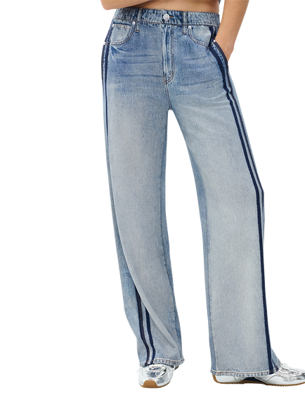 rag & bone Miramar Denim Effect Stripe Leg Joggers, Light Blue - view 2, Light Blue
