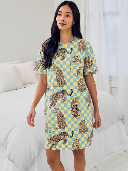Chelsea Peers Panthera Check Nightdress, Multi, Multi