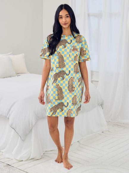 Chelsea Peers Panthera Check Nightdress, Multi - view 2, Multi