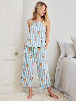 Chelsea Peers Swimming Society Camisole Cropped Pyjama Set, Blue, Blue
