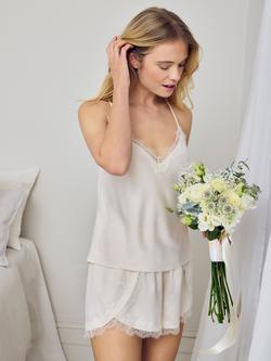 Chelsea Peers Tulip Lace Trim Satin Camisole Short Pyjama Set - view 2, Off White