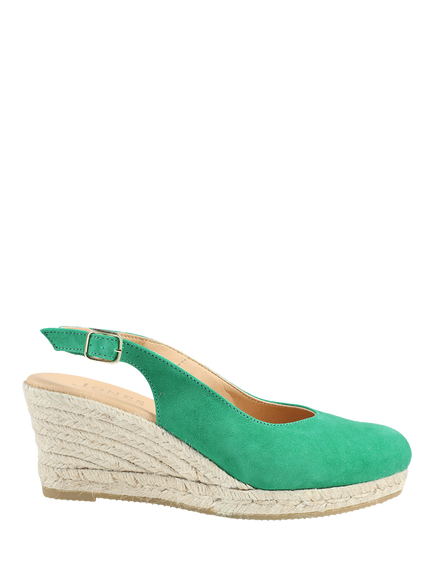 Jones Bootmaker Cedrica Wide Fit Suede Wedge Heel Slingback Sandals, Green
