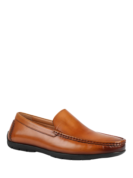 Jones Bootmaker Rawston Wide Fit Leather Moccasins - view 2, Tan