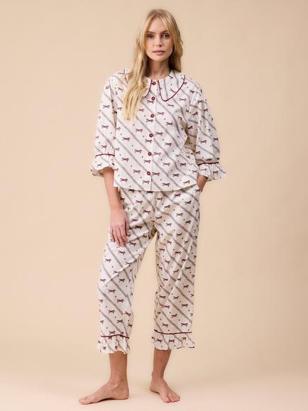 TBCo Gallop Cropped Cotton Poplin Pyjama Set, Pink, Pink