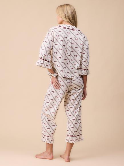 TBCo Gallop Cropped Cotton Poplin Pyjama Set, Pink - view 2, Pink