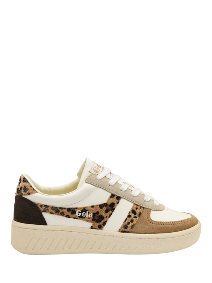 Gola Grandslam Safari Quadrant Lace Up Trainers, Off White/Leopard, Off White/Leopard