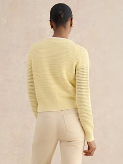Hobbs Felicity Loose Knit Cardigan, Pale Yellow - view 2, Pale Yellow