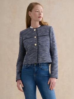 Hobbs Aleena Tweed Jacket, Navy/White, Navy/White