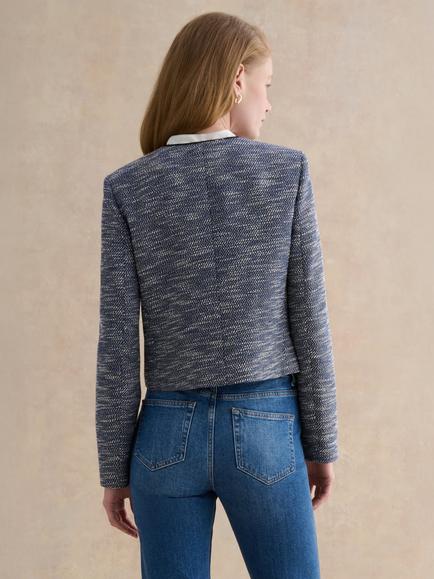 Hobbs Aleena Tweed Jacket, Navy/White - view 2, Navy/White