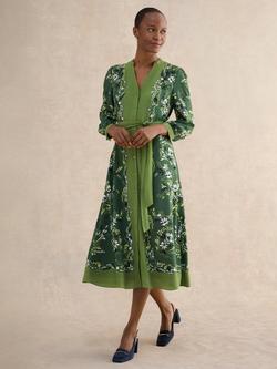Hobbs Apolline Floral Shirt Dress, Green/Multi, Green/Multi