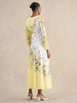 Hobbs Ariel Floral Pure Silk Dress, Yellow/Multi - view 2, Yellow/Multi