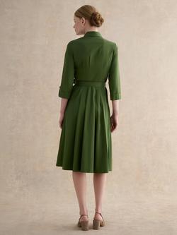 Hobbs Brigitta Belted Shirt Dress, Pine - view 2, Pine