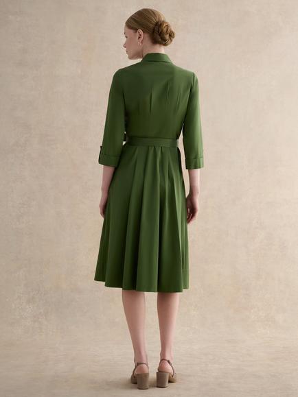 Hobbs Brigitta Belted Shirt Dress, Pine - view 2, Pine