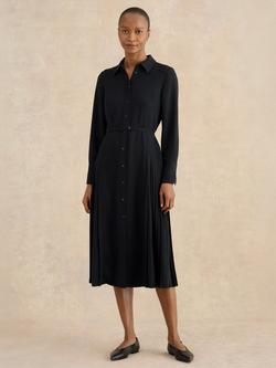 Hobbs Ginny Pleated Panels Shirt Dress, Black