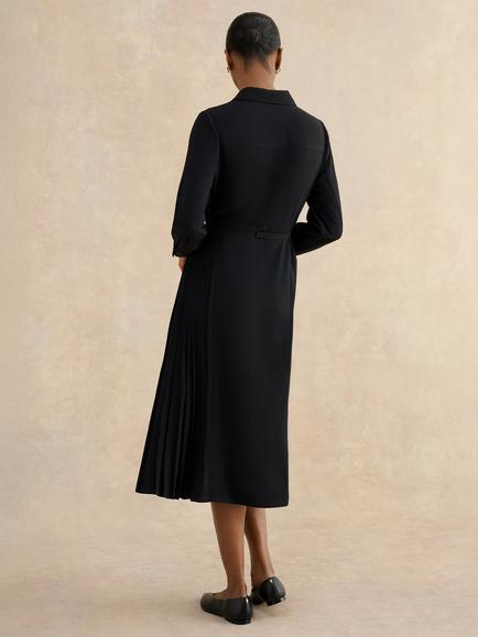 Hobbs Ginny Pleated Panels Shirt Dress - view 2, Black