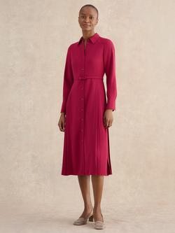 Hobbs Ginny Pleated Panels Shirt Dress, Beetroot Pink