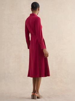 Hobbs Ginny Pleated Panels Shirt Dress - view 2, Beetroot Pink