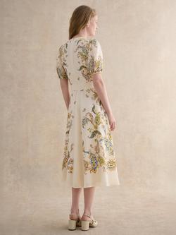 Hobbs Petite Alma Paisley Pure Silk Dress, Cream/Multi - view 2, Cream/Multi