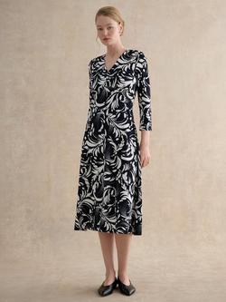 Hobbs Petite Deborah Floral Dress, Navy Ivory, Navy Ivory