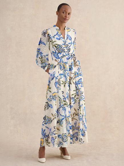 Hobbs Petite Shanice Paisley Shirt Dress, Cream/Multi, Cream/Multi