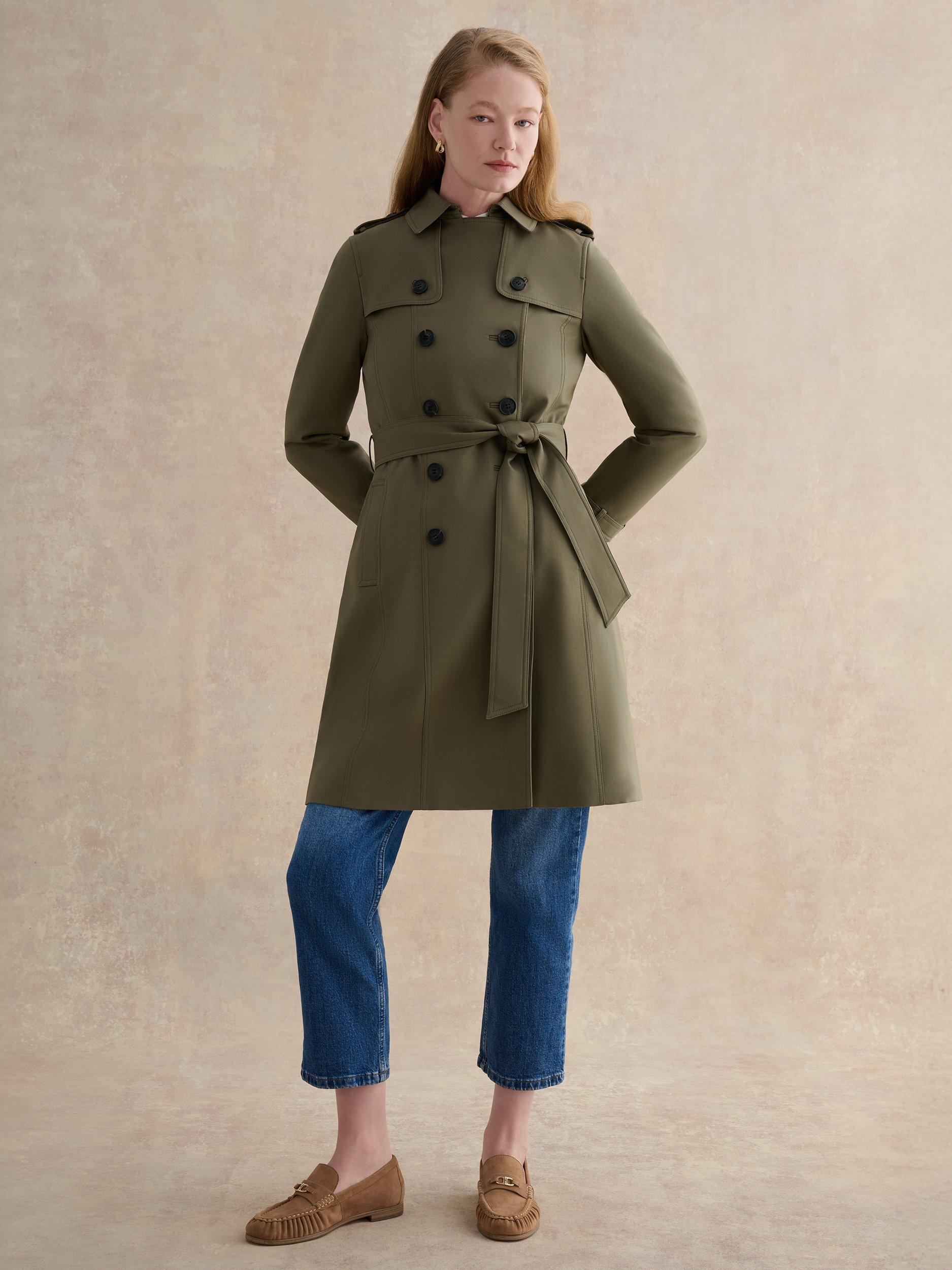 Hobbs Petite Skylar Shower Resistant Trench Coat, Olive