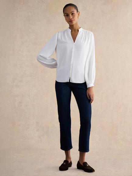 Hobbs Blair Ruched Trim Top, Ivory, Ivory