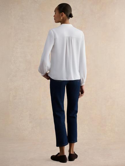 Hobbs Blair Ruched Trim Top, Ivory - view 2, Ivory