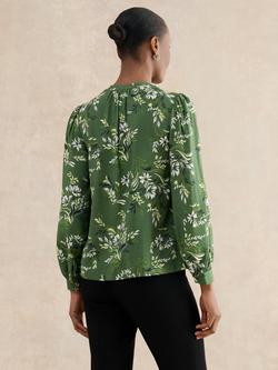Hobbs Sylvia Floral Ruched Top, Green/Multi - view 2, Green/Multi