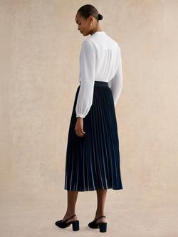 Hobbs Petite Vida Pleated Midi Skirt, Navy - view 2, Navy