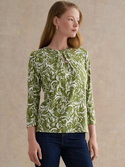 Hobbs Julia Botanical Top containing LENZING™ ECOVERO™ Viscose, Green/Ivory, Green/Ivory